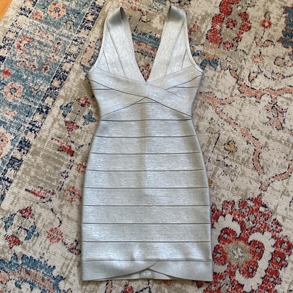 💎 NWT Herve Leger Paris Dress- Silver/Small - Picture 7 of 15